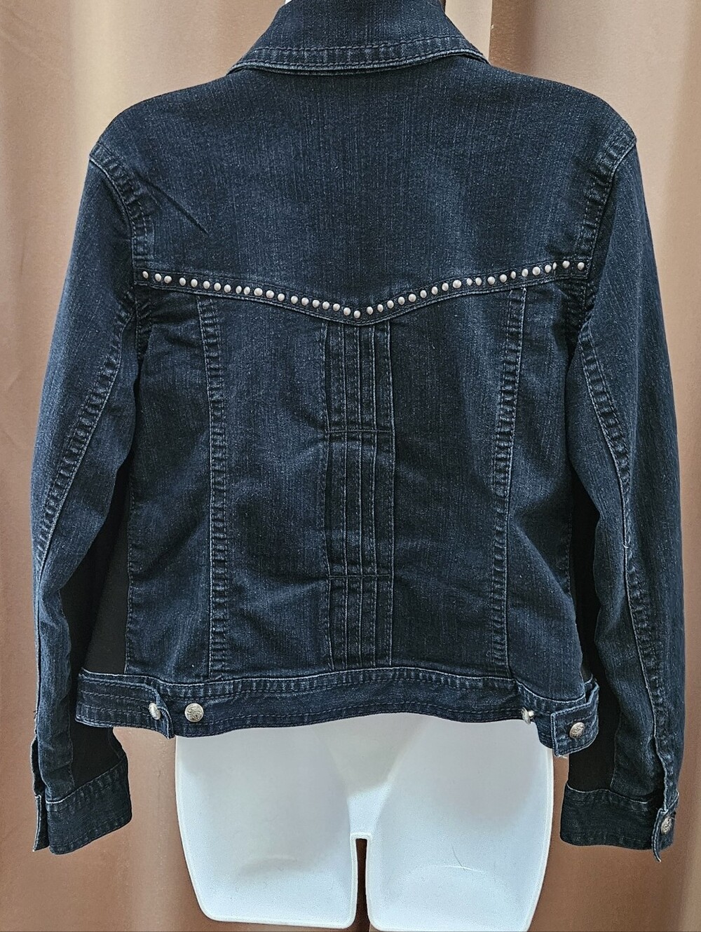 Style & Co. Studded Dark Wash Denim Jacket - Picture 2 of 4
